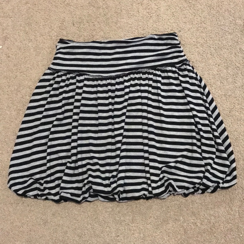 Necessary Objects Black & Grey Striped Skirt